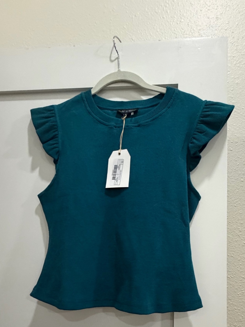 Free the Roses Teal Ruffle Sleeve top